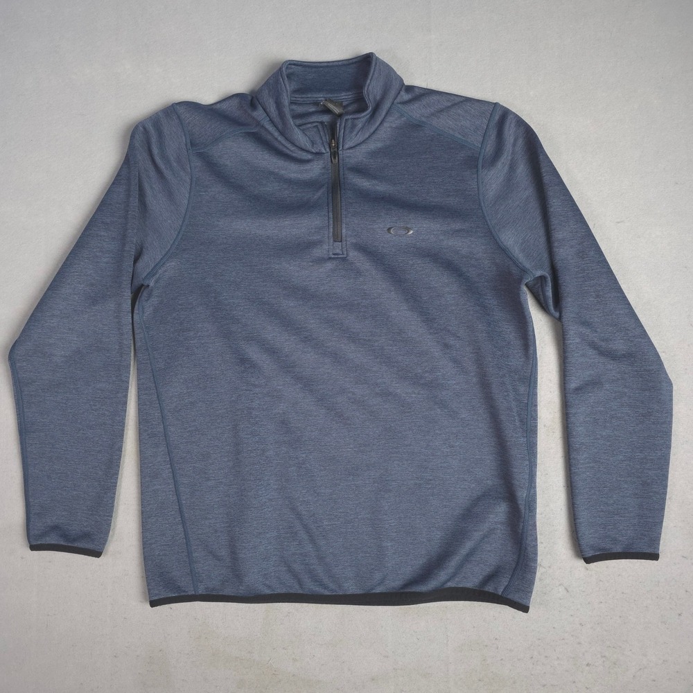 Oakley Men's Blue Heathered 1/4 Zip Pullover Athletic Performance Top Size Large